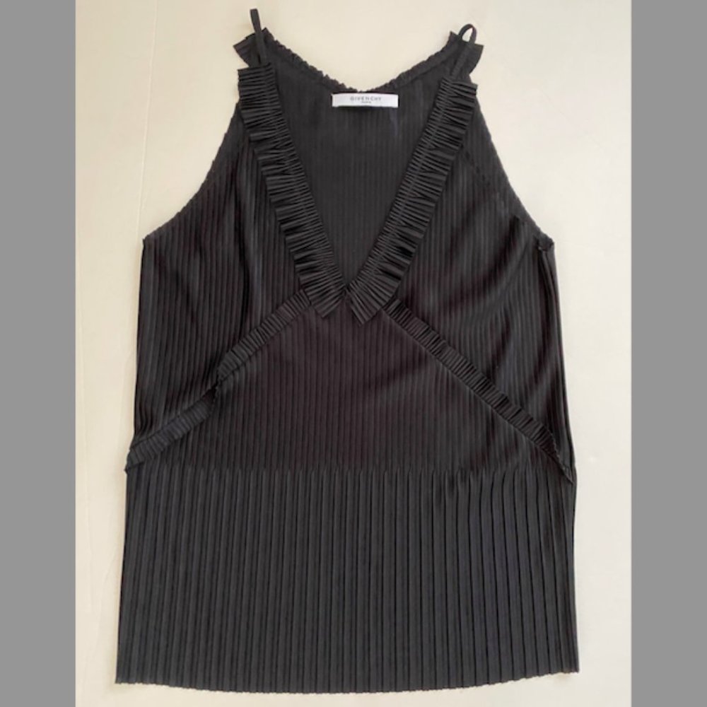 GIVENCHY Black Sleeveless Blouse - Size 42 - Large